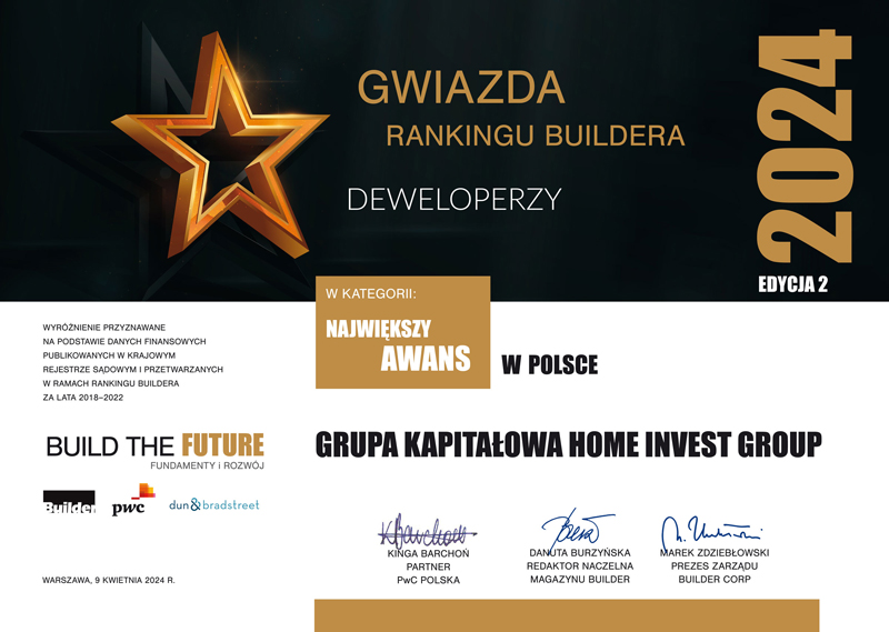 Home Invest Gwiazda Builder Certyfikat www