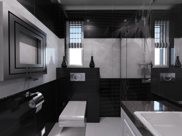 Czarno-biała łazienka to obecnie modne rozwiązanie.